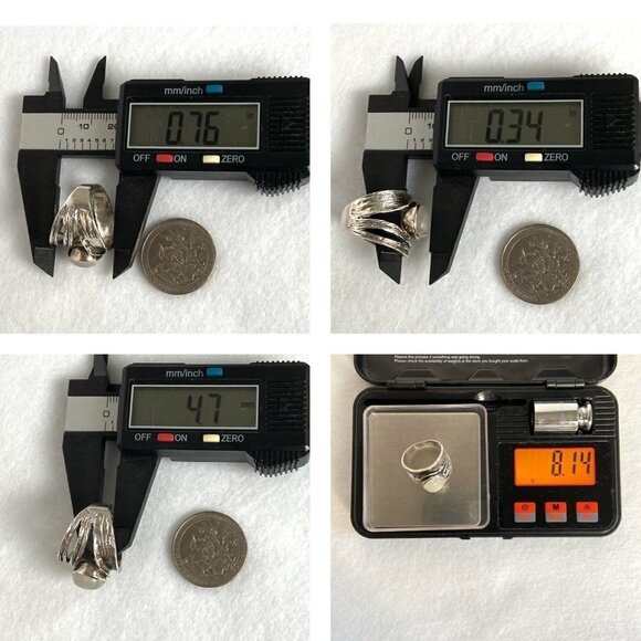 Sterling Silver 925 YS India Modernist Moonstone Wide Band Ring Sz 7.5-7.75 - Picture 10 of 16